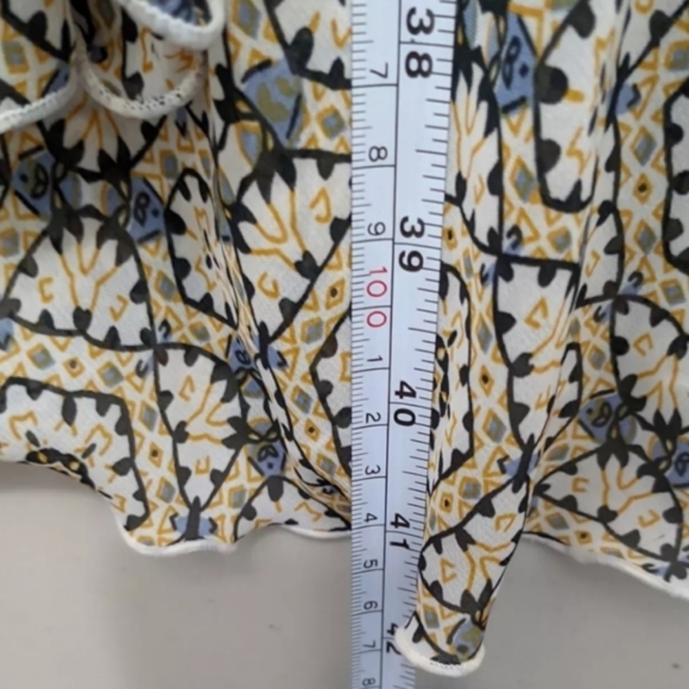 Robbie Bee Dress Yellow Sleeveless Fit Flare Floral Boho Geometric Ruffled Lined - Picture 8 of 9
